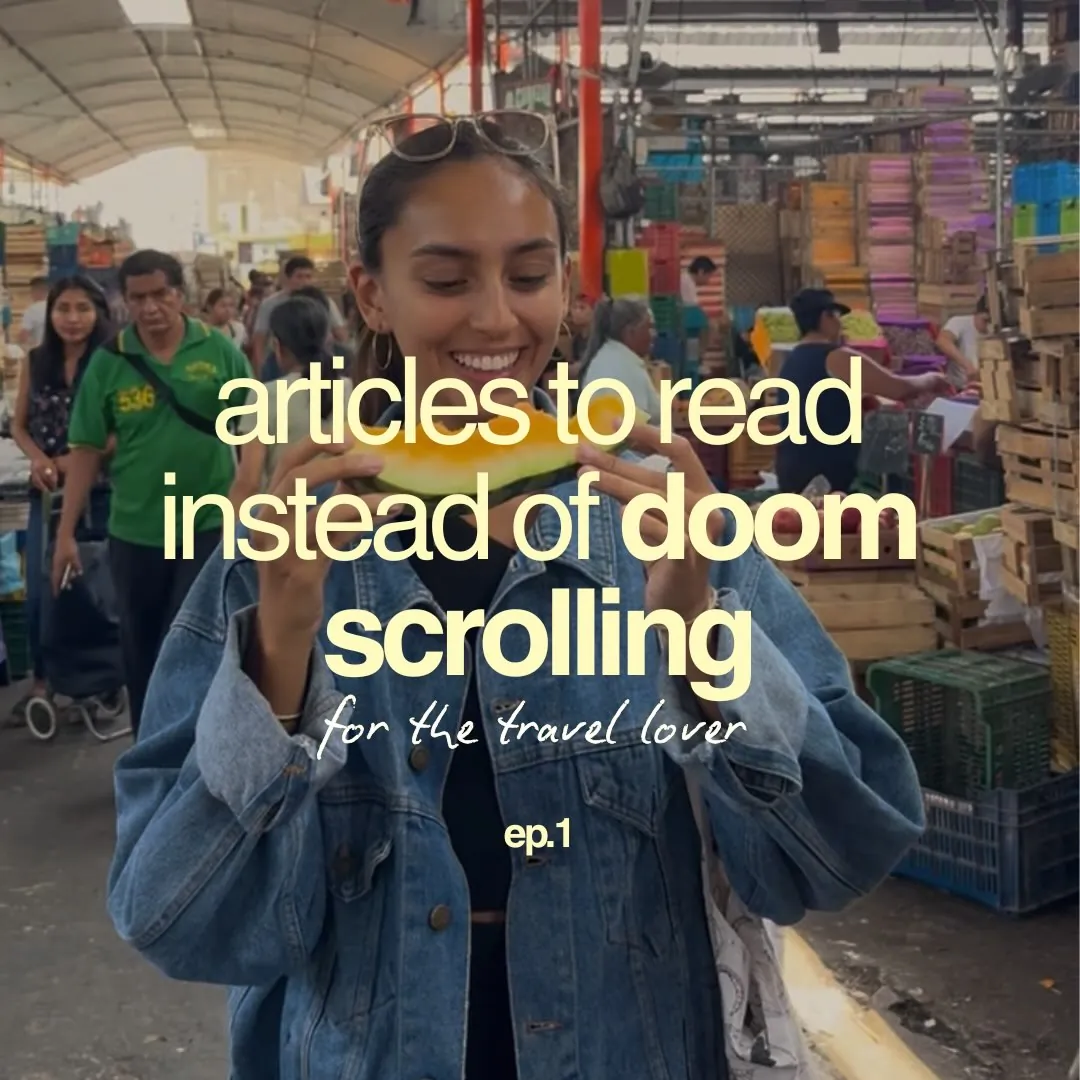 Natasha eating watermelon at a market, articles to read instead of doom scrolling