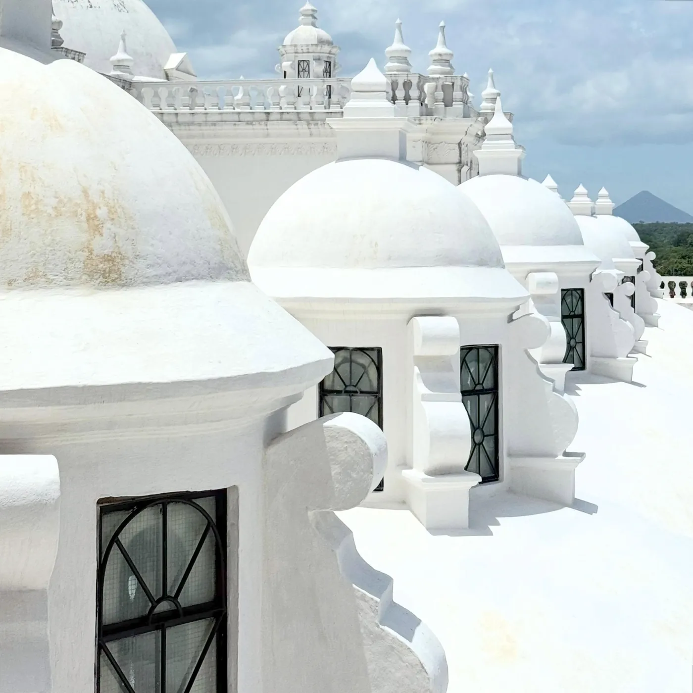 The white domes on the cathedral roof, León