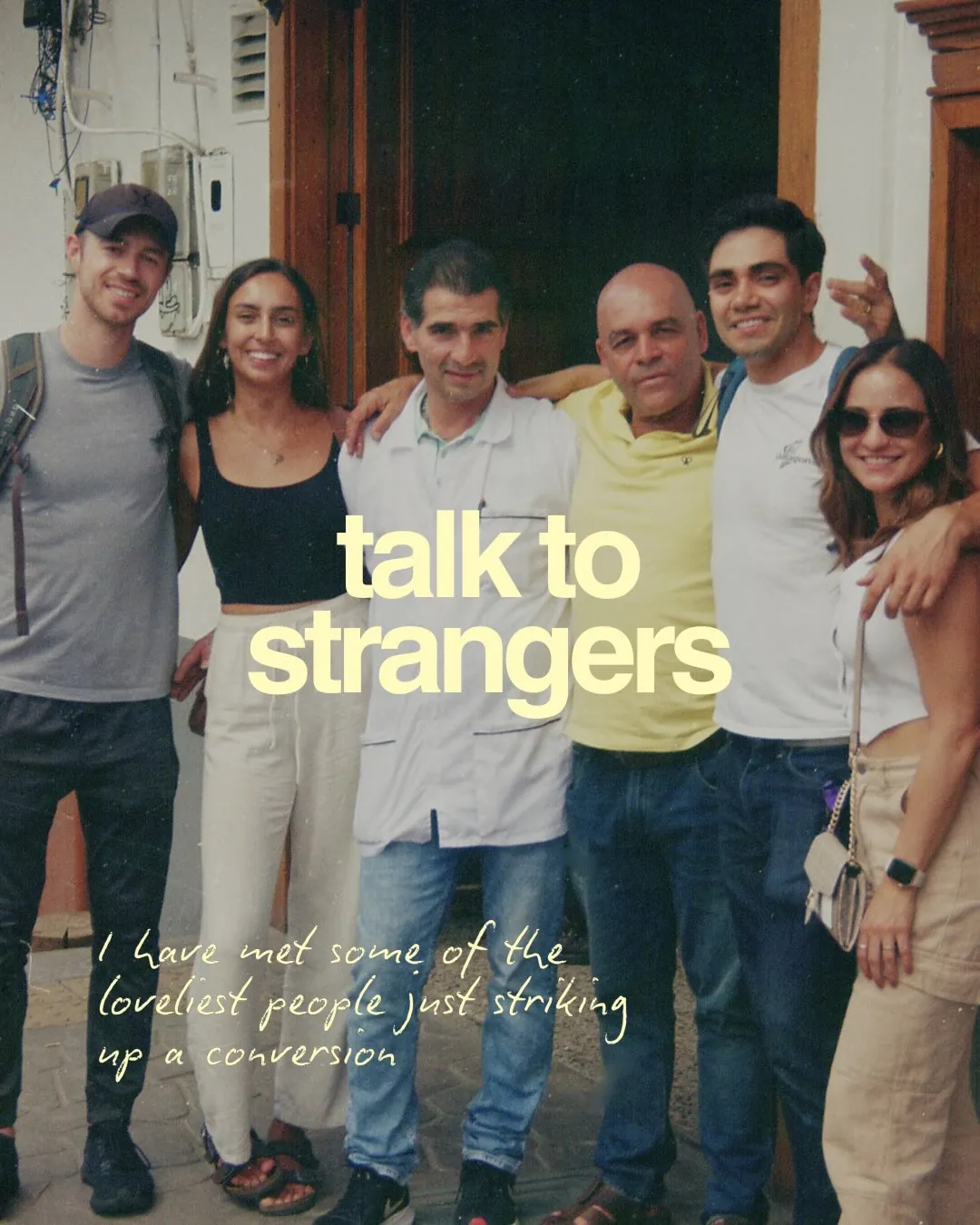 talk to strangers. Natasha with new friends met in the street