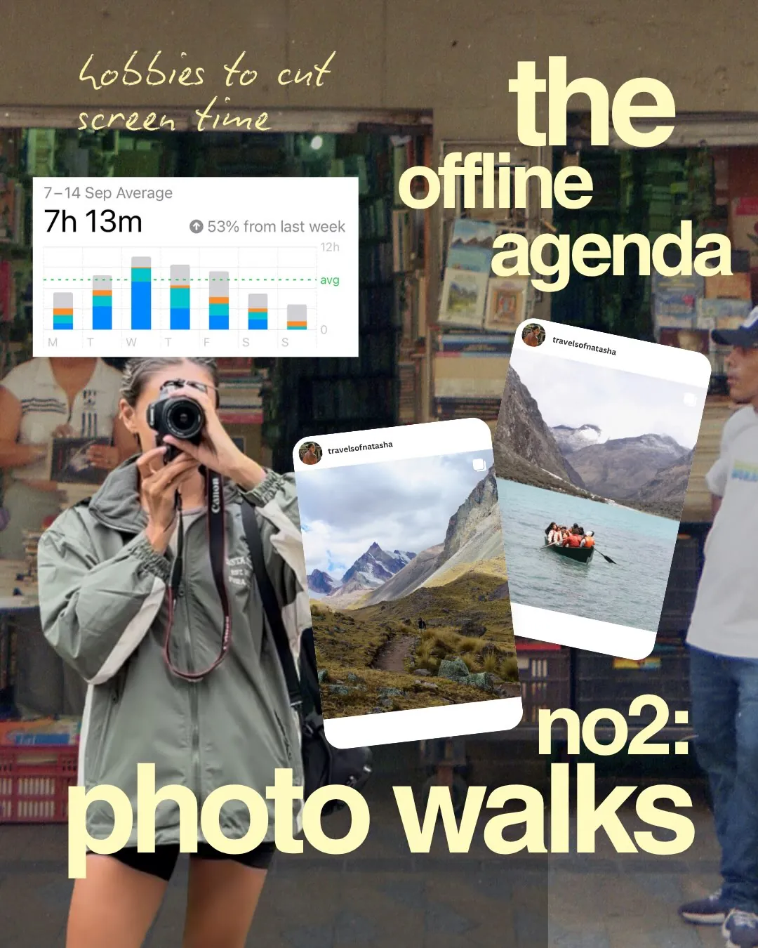 Natasha with a camera, the cover of her photo walks episode
